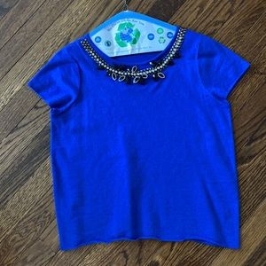 Milly embellished blue knit shirt